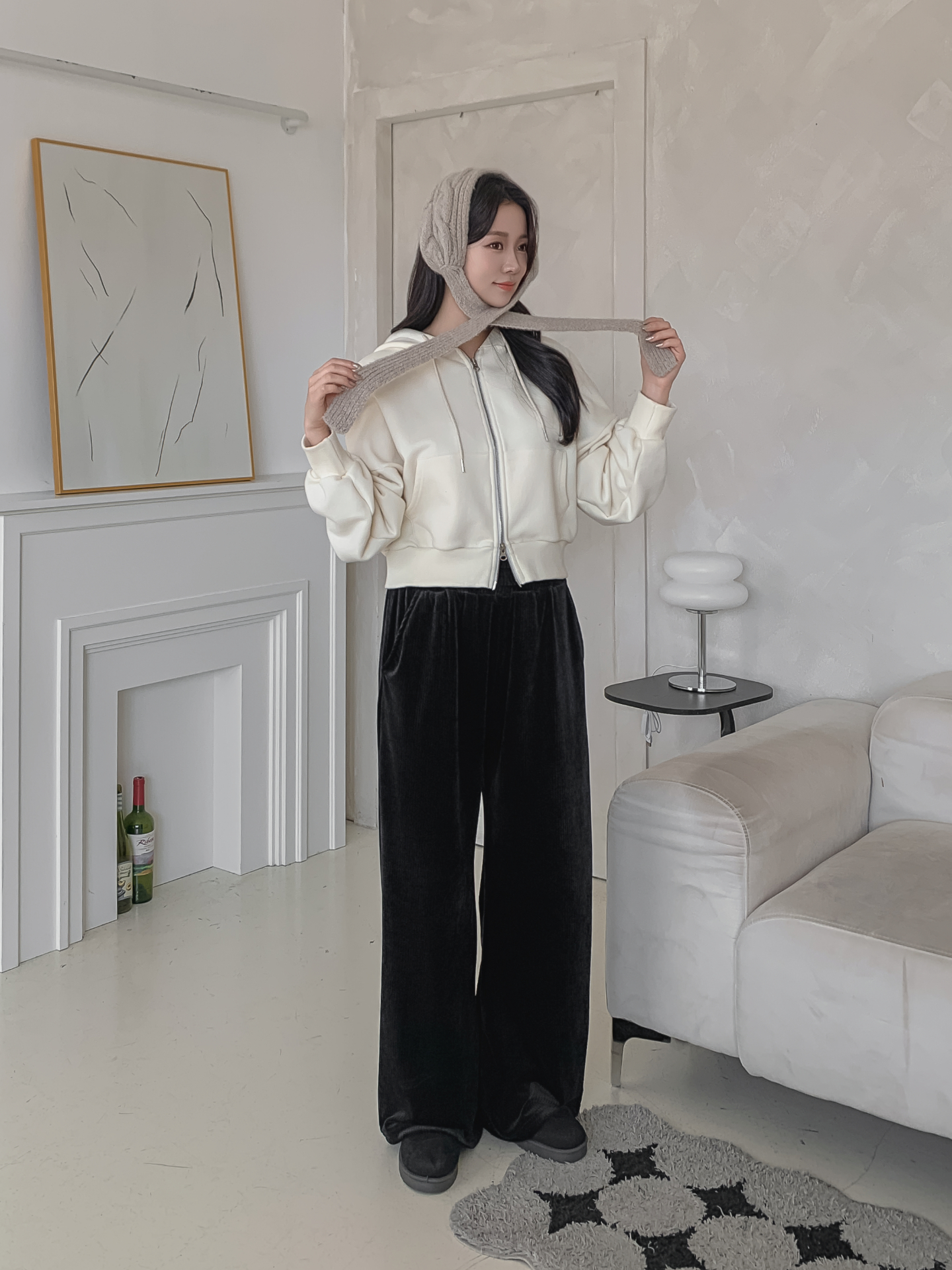 ファー裏地ベロアウエストゴムワイドパンツトレーニング | 詳細画像17