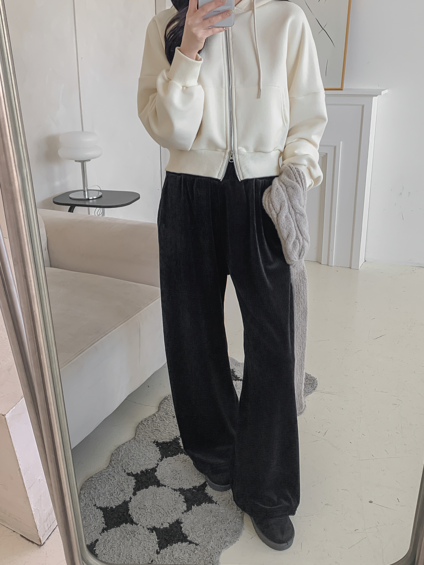 ファー裏地ベロアウエストゴムワイドパンツトレーニング | 詳細画像24