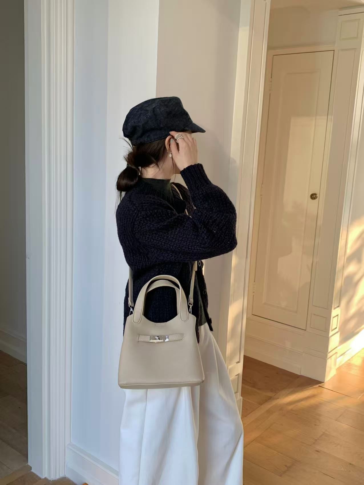 レザー調カラーショルダーバッグポーチ付ストラップセット(バックルあり) | 詳細画像3