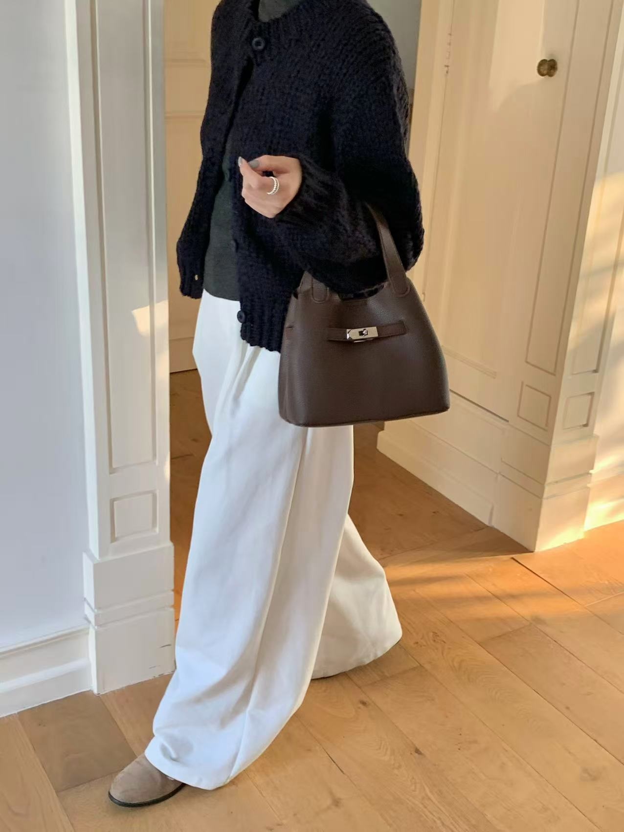 レザー調カラーショルダーバッグポーチ付ストラップセット(バックルあり) | 詳細画像6