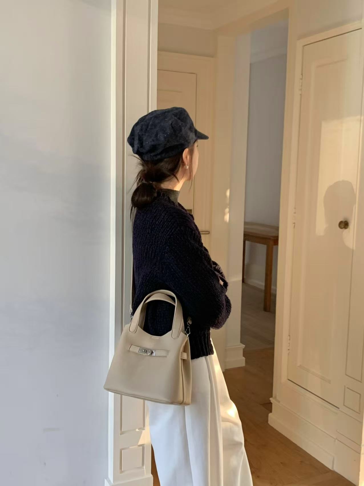 レザー調カラーショルダーバッグポーチ付ストラップセット(バックルあり) | 詳細画像8