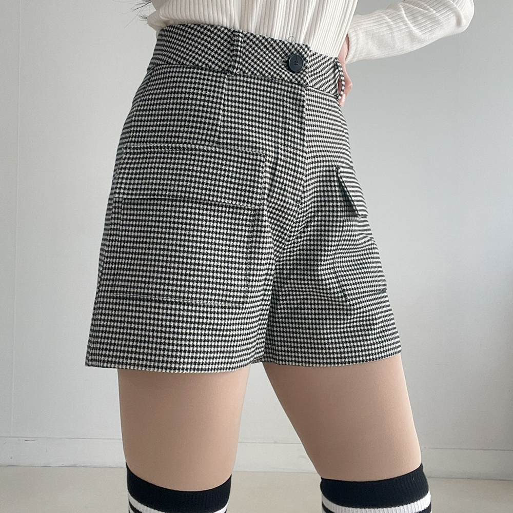 ハイウエストポケットチェックショートパンツ | レディース