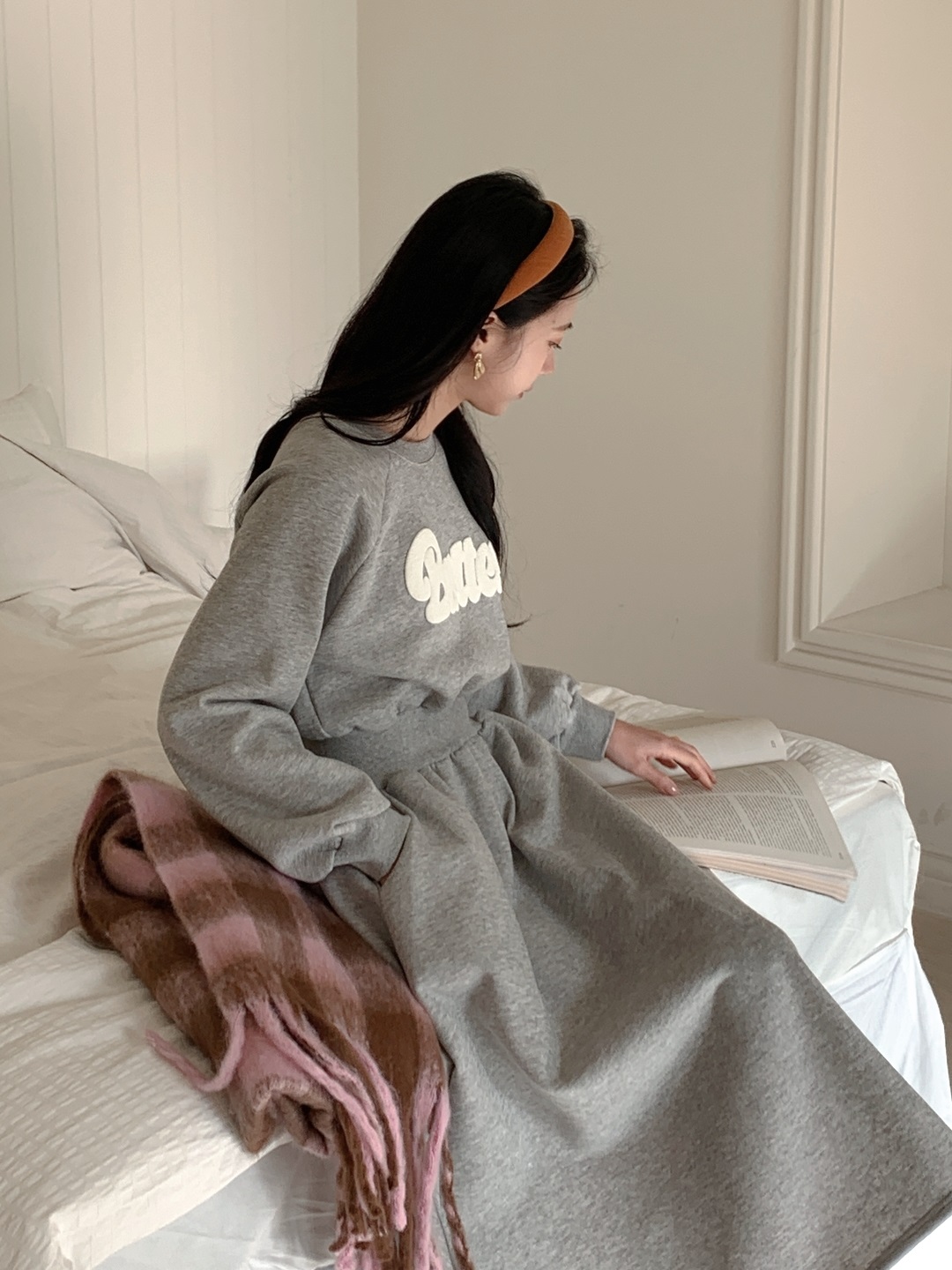 ラウンドネックロングフレアAラインプリントカラーワンピース | 詳細画像7