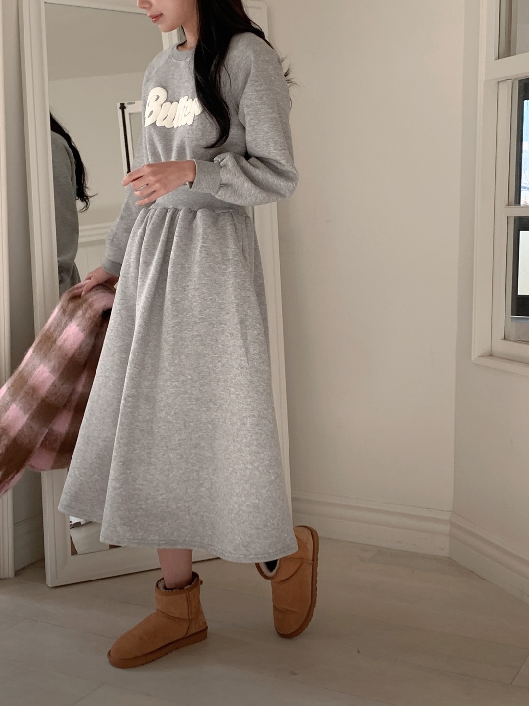 ラウンドネックロングフレアAラインプリントカラーワンピース | 詳細画像8