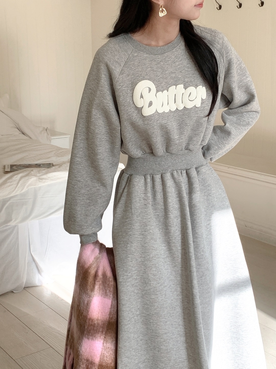 ラウンドネックロングフレアAラインプリントカラーワンピース | 詳細画像16