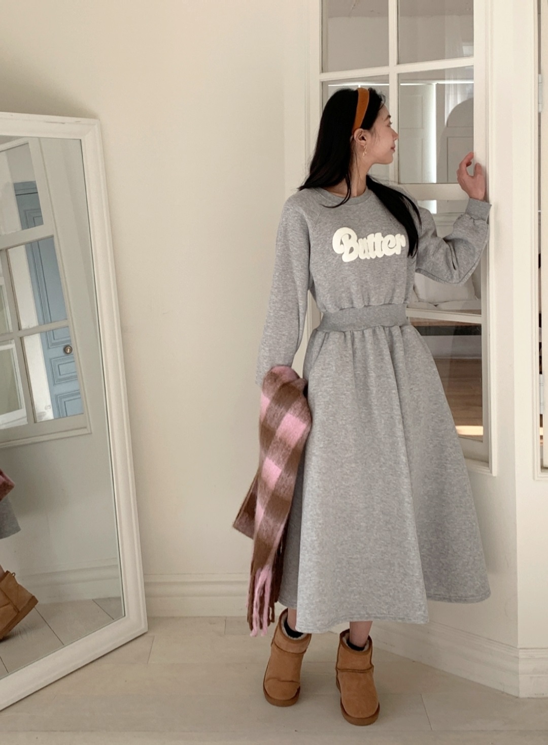 ラウンドネックロングフレアAラインプリントカラーワンピース | 詳細画像17