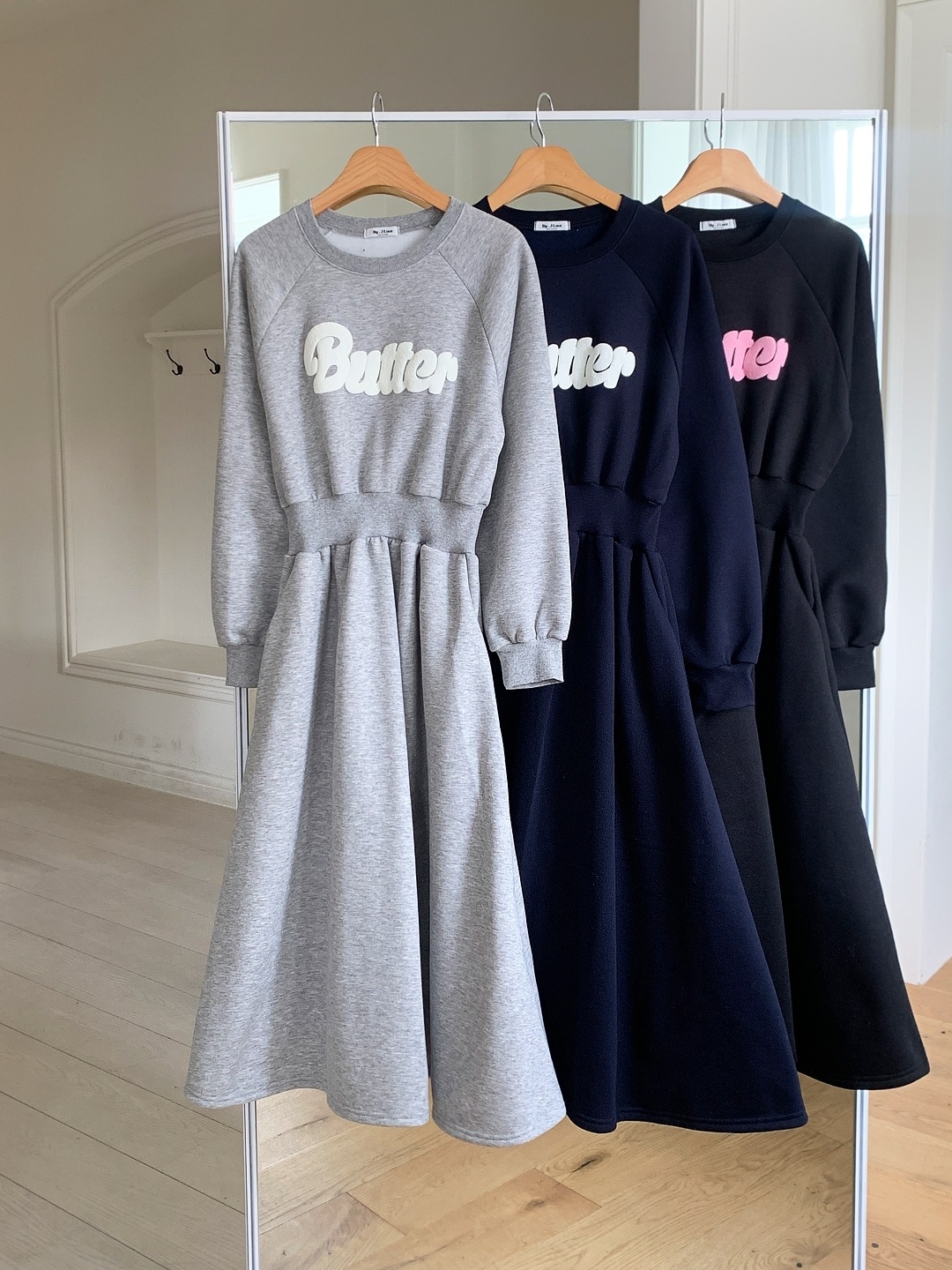 ラウンドネックロングフレアAラインプリントカラーワンピース | 詳細画像21