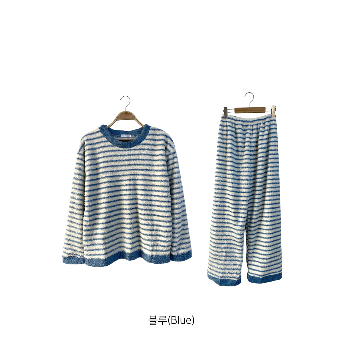 ソフトラウンドネックウエストゴム長袖ボーダーパンツTシャツパジャマSET | 詳細画像17