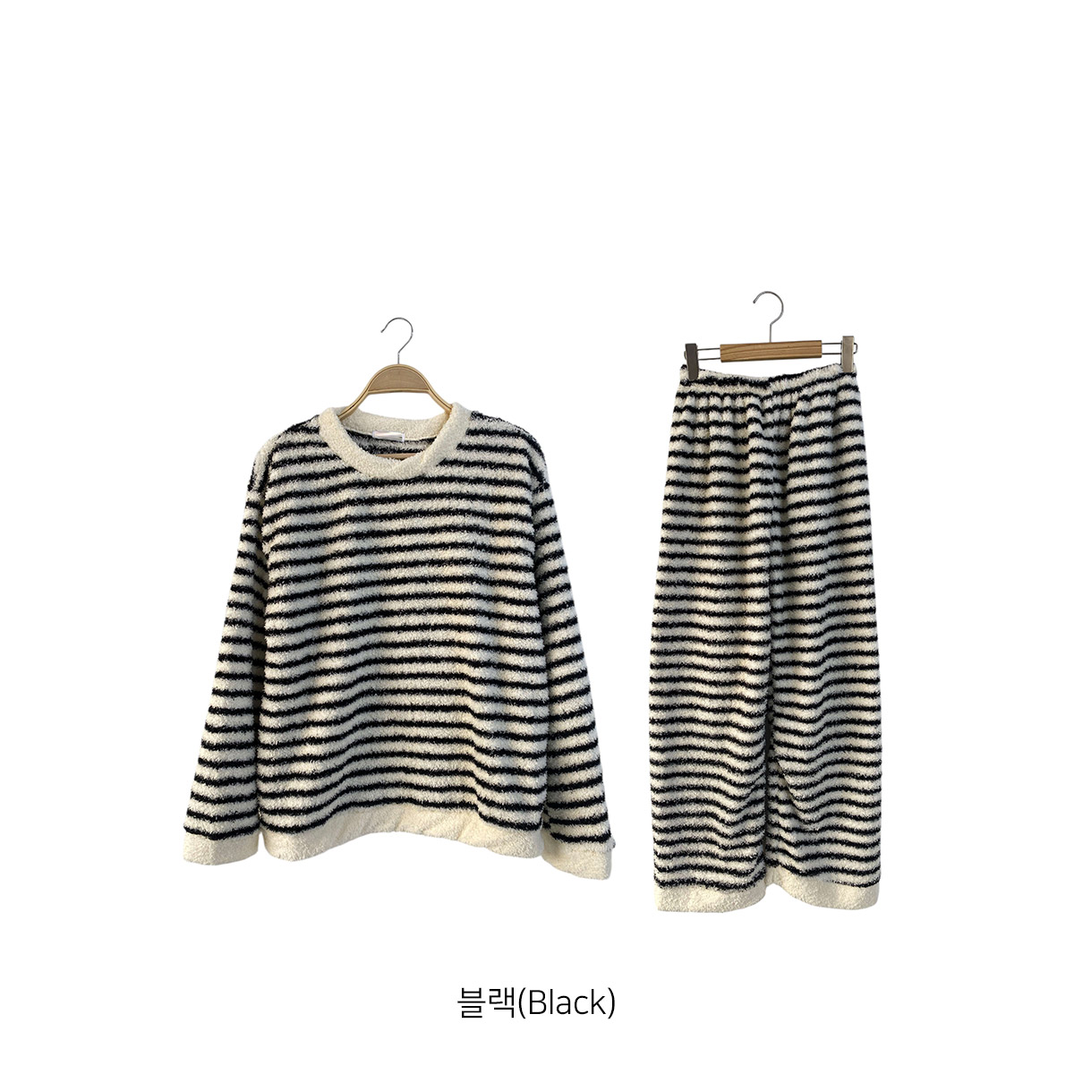 ソフトラウンドネックウエストゴム長袖ボーダーパンツTシャツパジャマSET | 詳細画像18