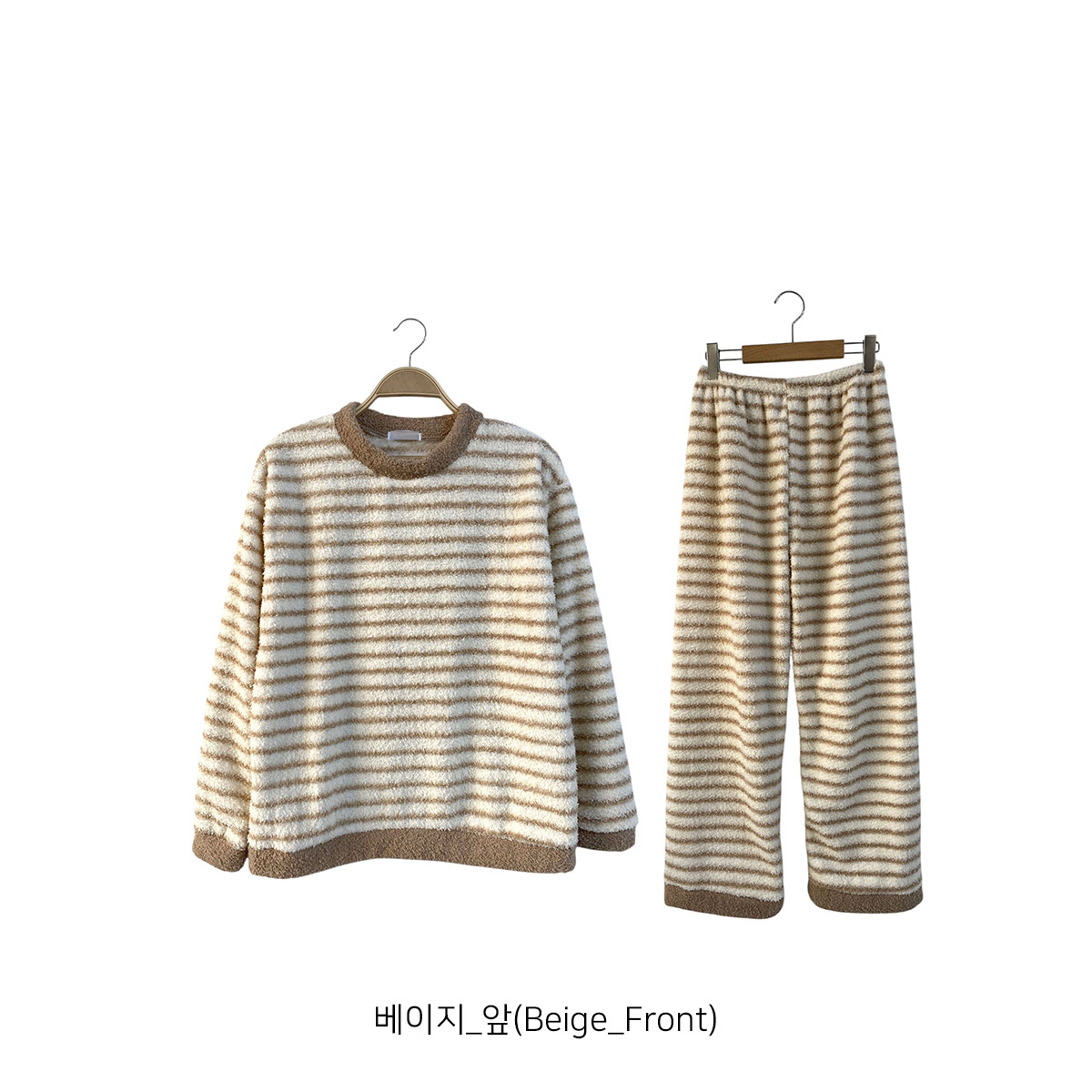 ソフトラウンドネックウエストゴム長袖ボーダーパンツTシャツパジャマSET | 詳細画像19