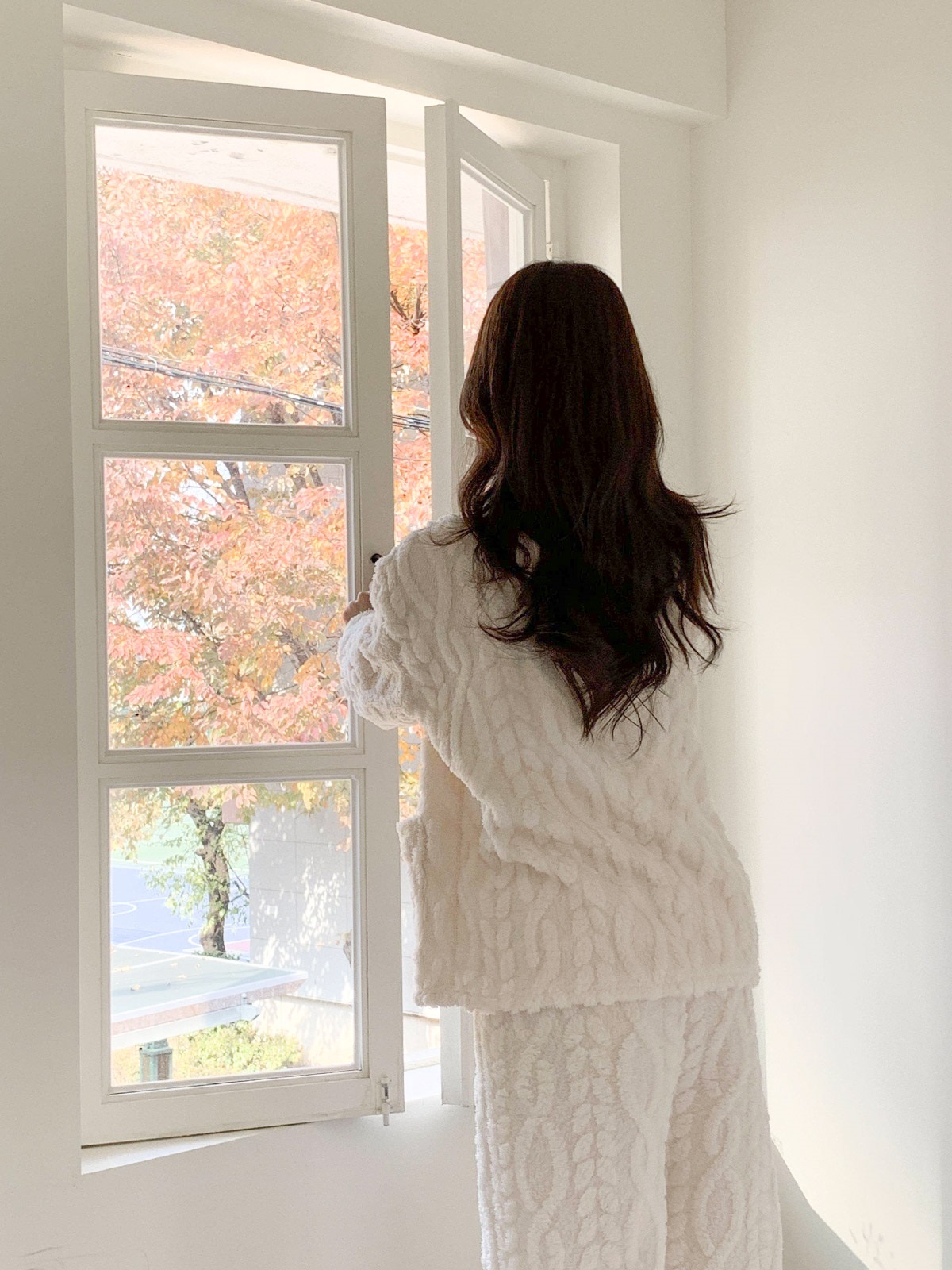 ソフトマイクロファイバーボタンウエストゴム長袖配色ケーブルパンツカーディガンパジャマSET | 詳細画像15