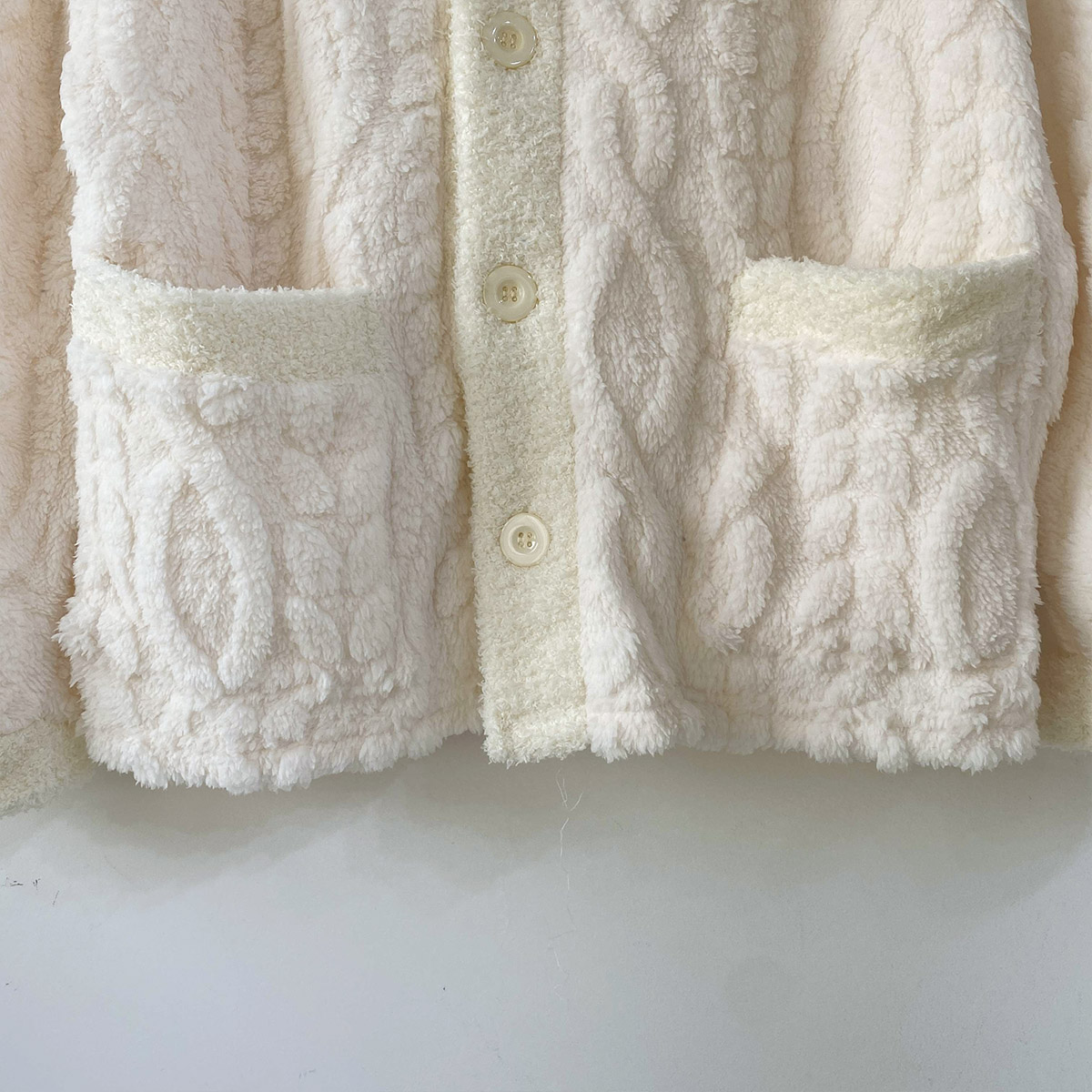 ソフトマイクロファイバーボタンウエストゴム長袖配色ケーブルパンツカーディガンパジャマSET | 詳細画像25