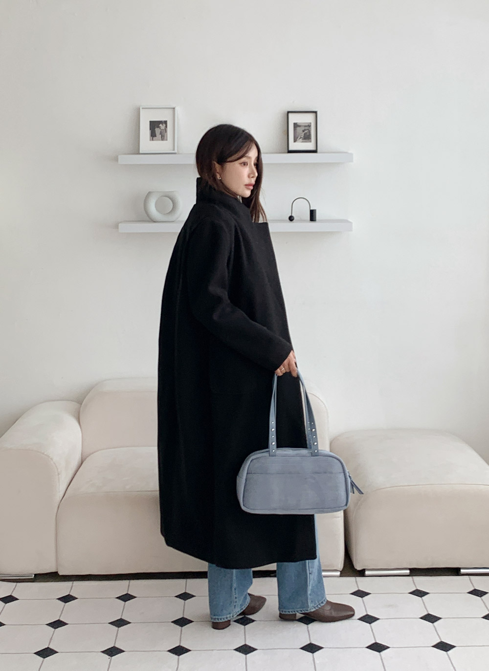 ロングキルティングコートストラップ付 | レディースファッション通販