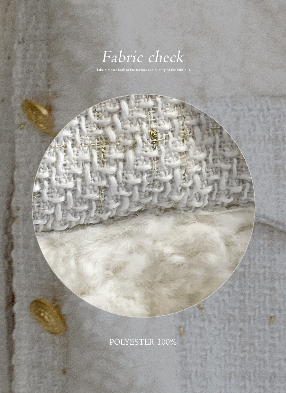 ツイードキルティングコンビエコファーラウンドネックジャケット | DHOLIC | 詳細画像4