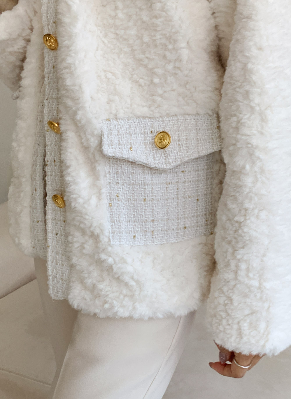 ツイードキルティングコンビエコファーラウンドネックジャケット | DHOLIC | 詳細画像18