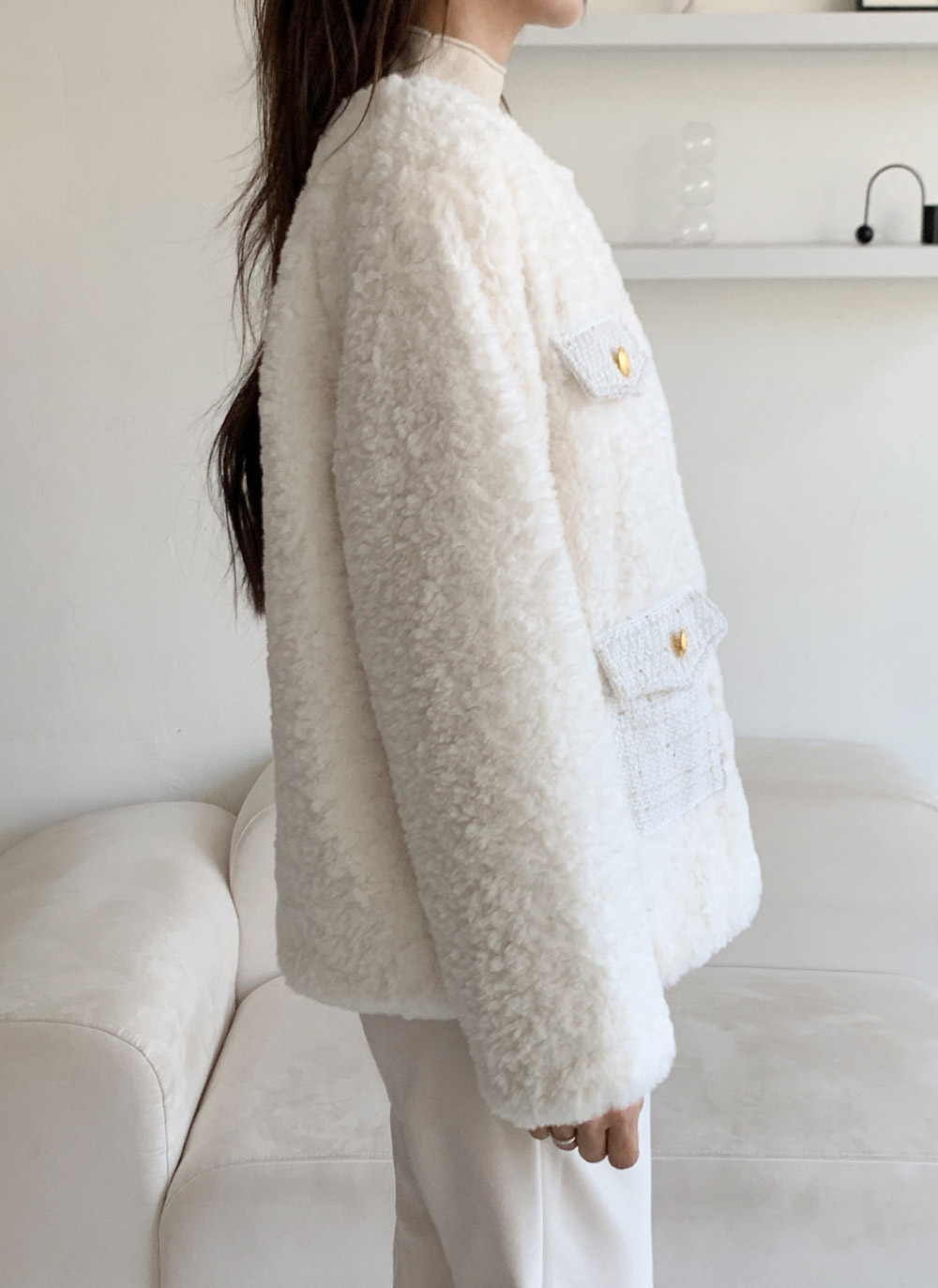 ツイードキルティングコンビエコファーラウンドネックジャケット | DHOLIC | 詳細画像26