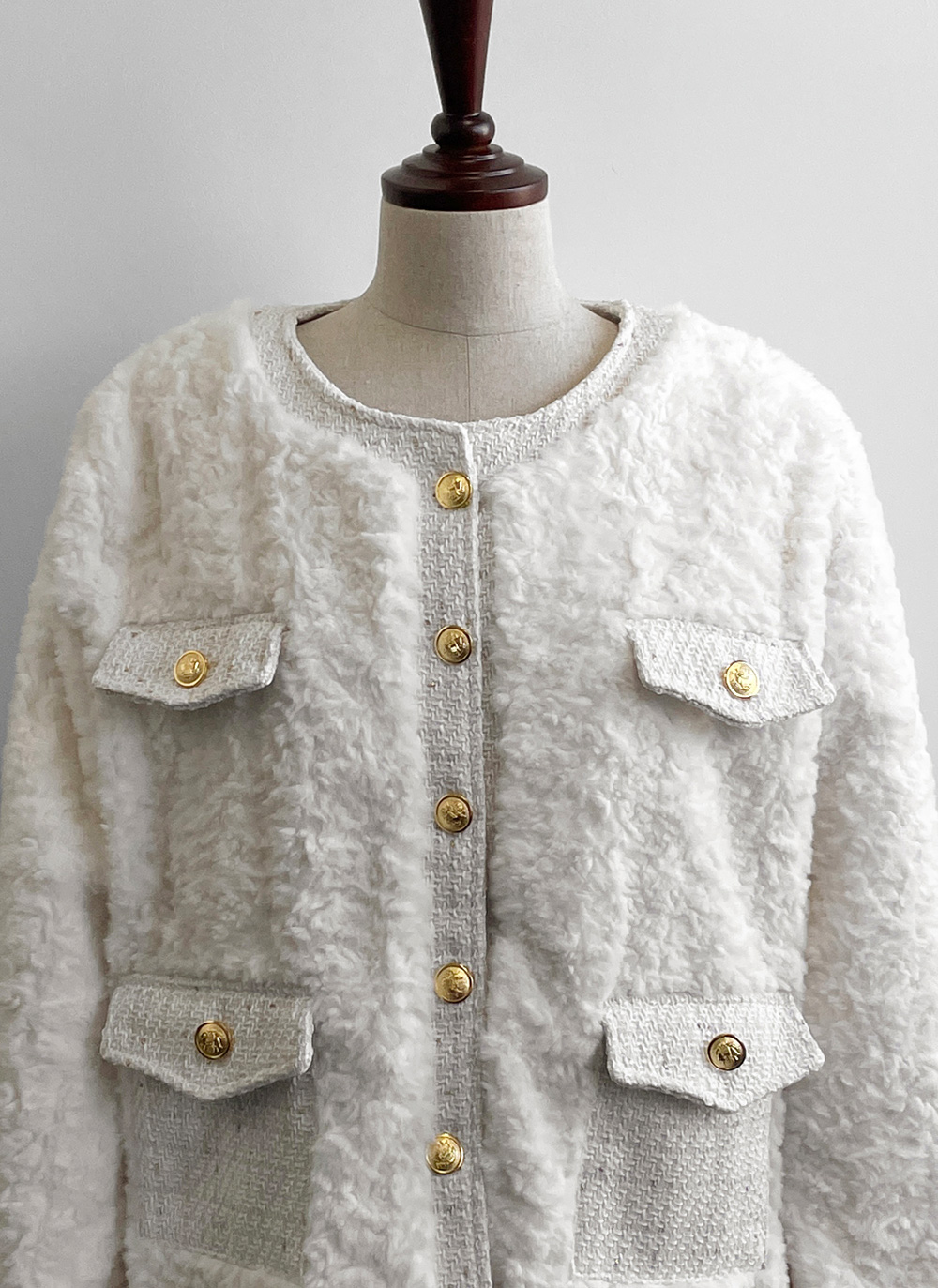 ツイードキルティングコンビエコファーラウンドネックジャケット | DHOLIC | 詳細画像31