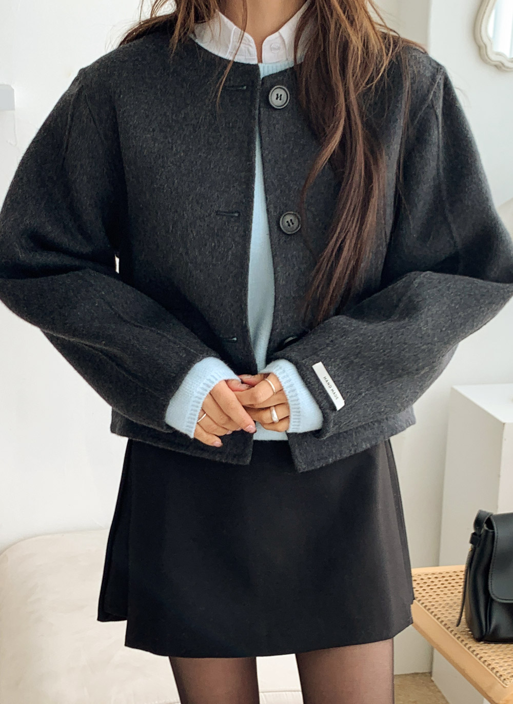 ウールラウンドネックバルーンショートジャケット | DHOLIC | 詳細画像9