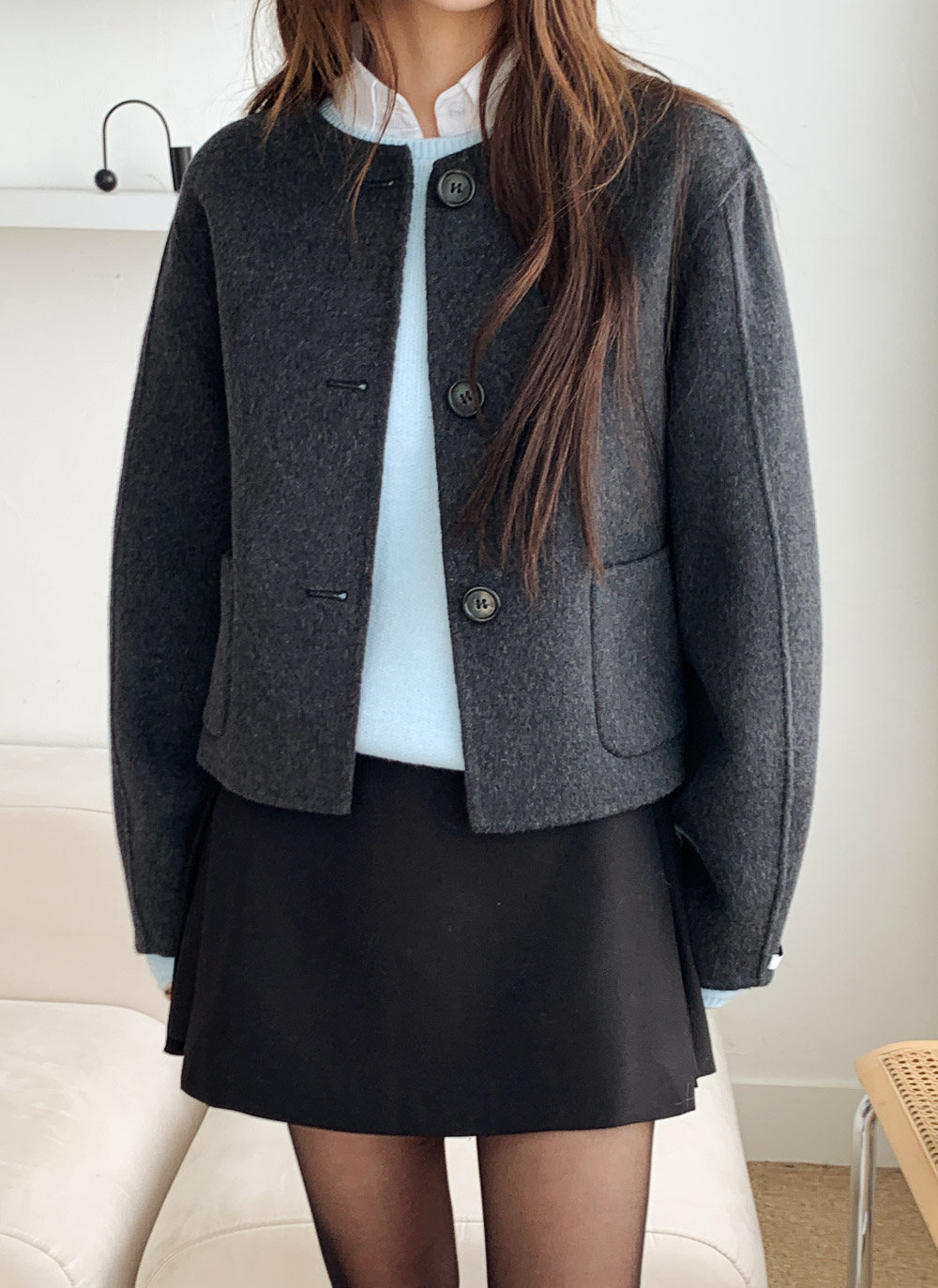 ウールラウンドネックバルーンショートジャケット | DHOLIC | 詳細画像16