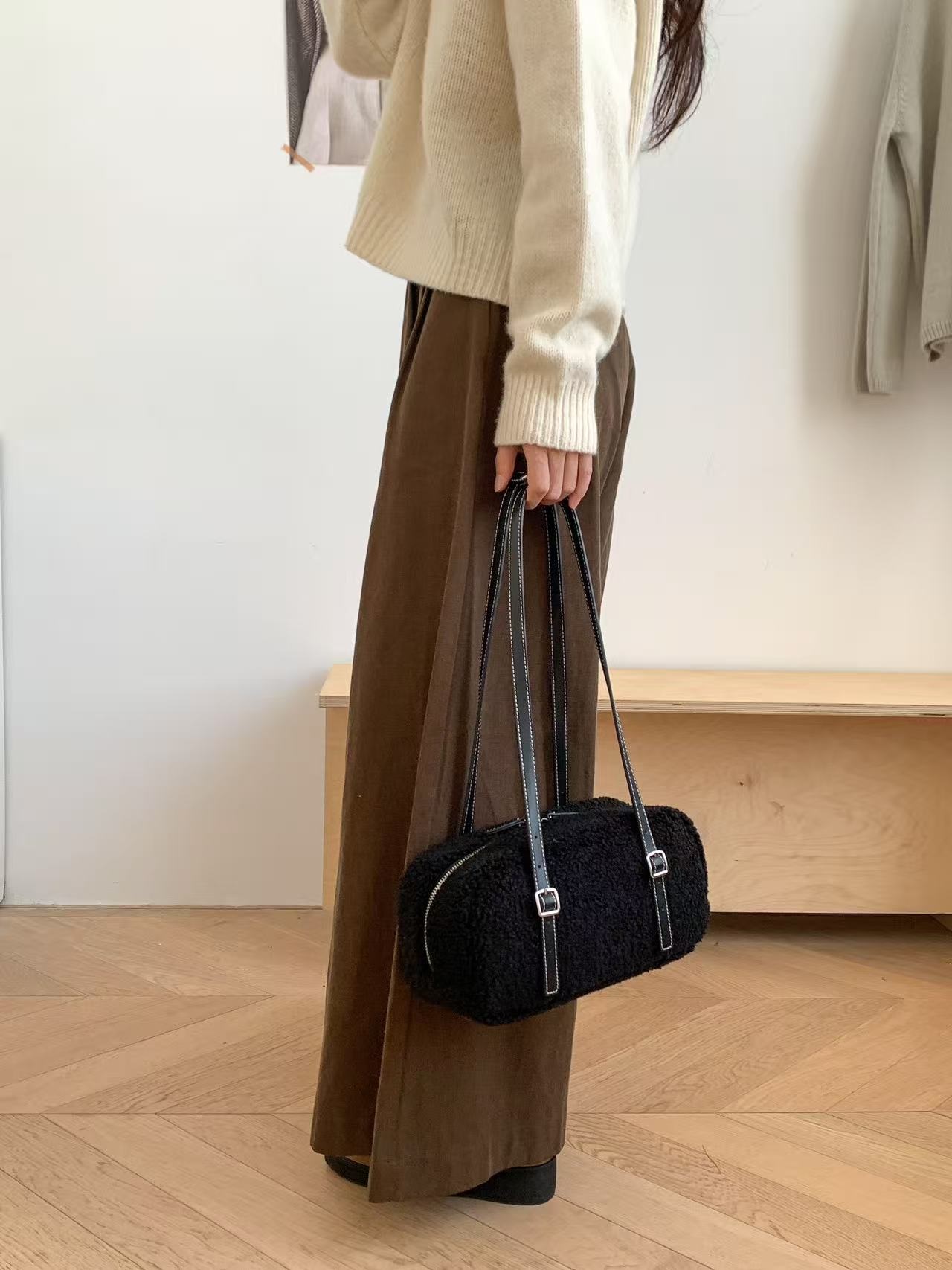 ボアレザー調ジップアップトートバッグショルダーバッグ | 詳細画像2