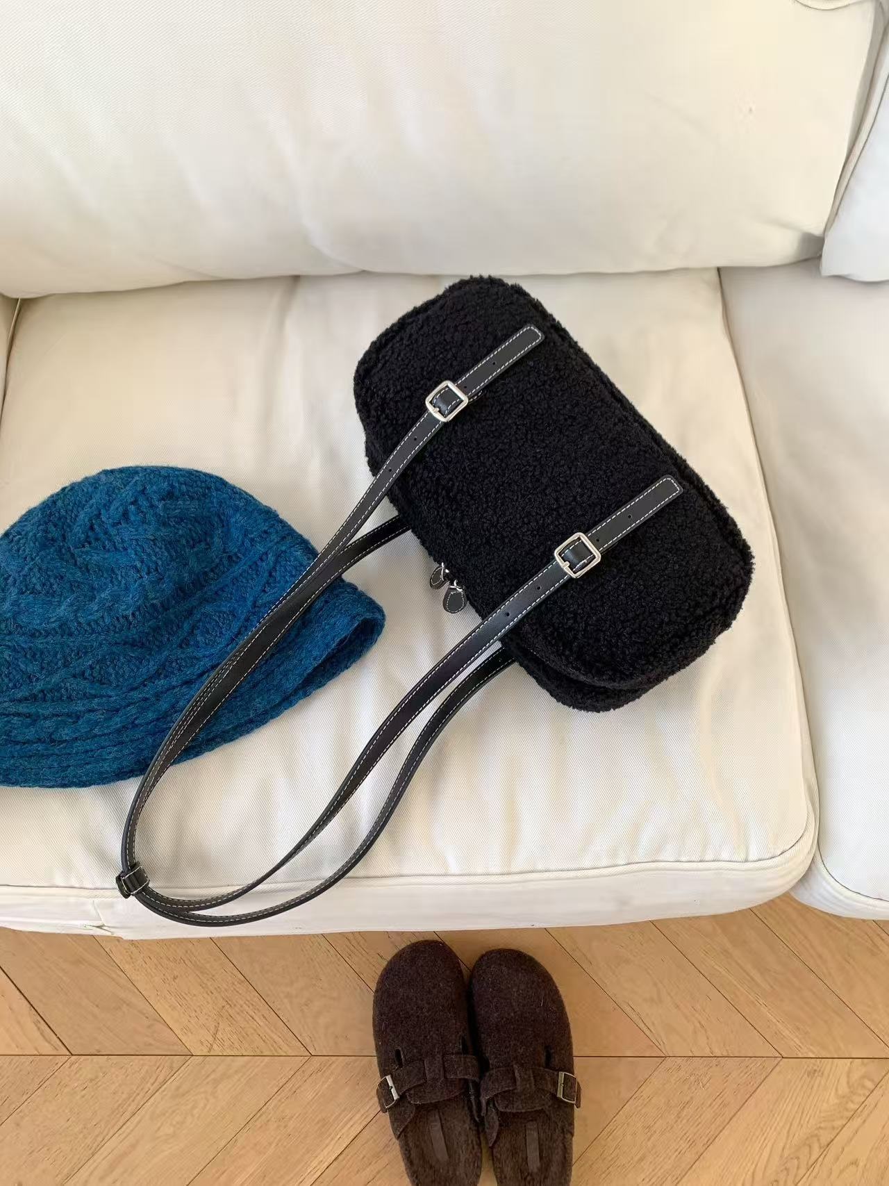 ボアレザー調ジップアップトートバッグショルダーバッグ | 詳細画像3