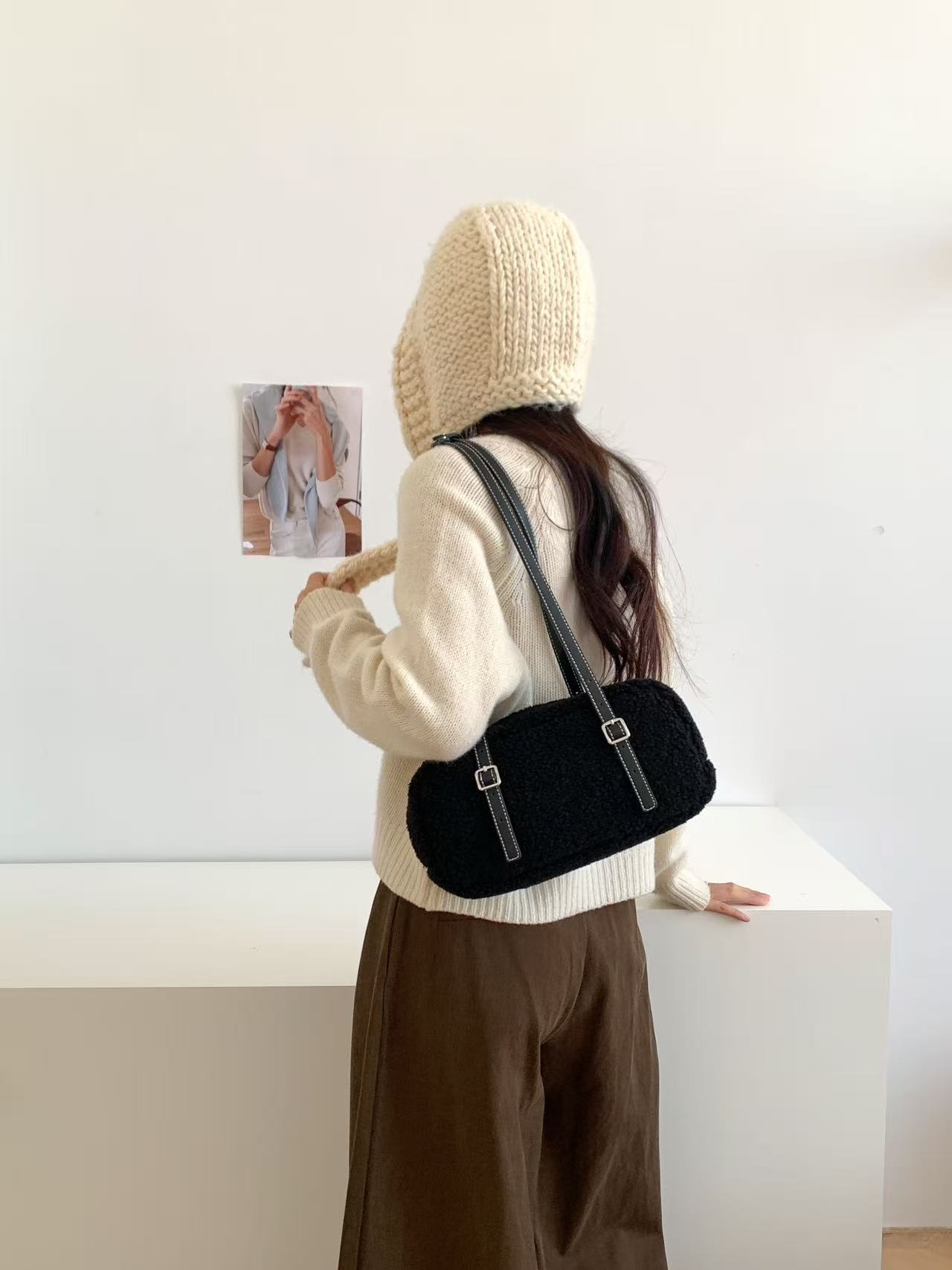 ボアレザー調ジップアップトートバッグショルダーバッグ | 詳細画像10