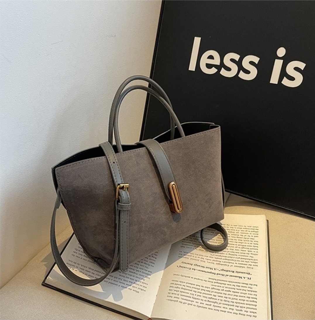 レザー調スエード調ショルダーバッグトートバッグショルダーバッグ2WAYストラップセット(バックルあり) | 詳細画像3