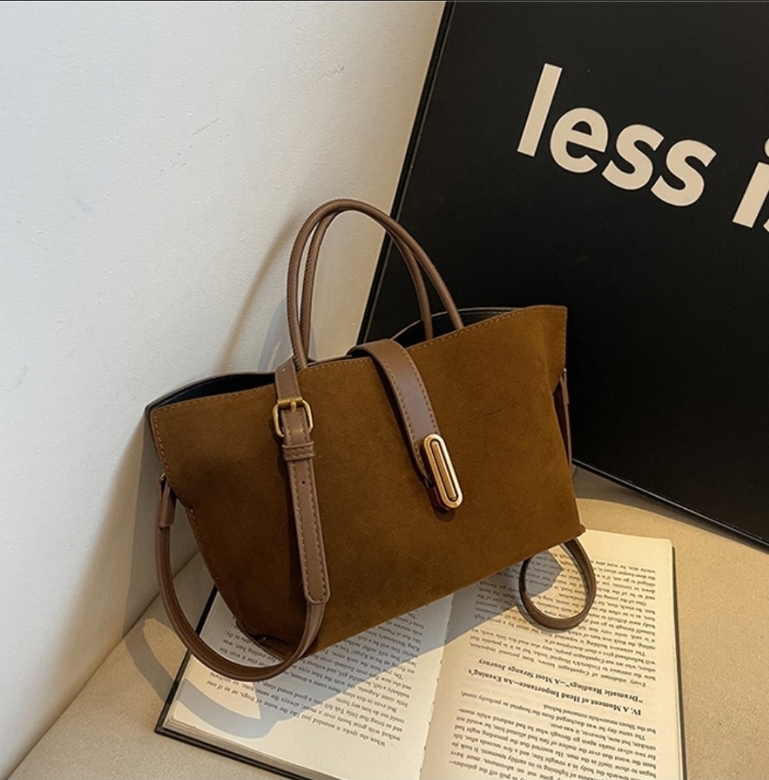 レザー調スエード調ショルダーバッグトートバッグショルダーバッグ2WAYストラップセット(バックルあり) | 詳細画像4