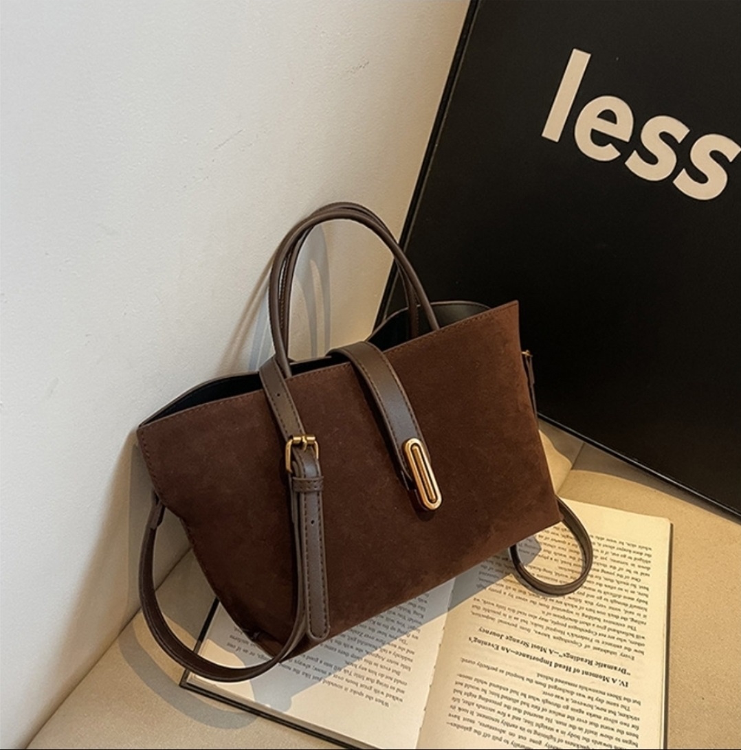 レザー調スエード調ショルダーバッグトートバッグショルダーバッグ2WAYストラップセット(バックルあり) | 詳細画像5