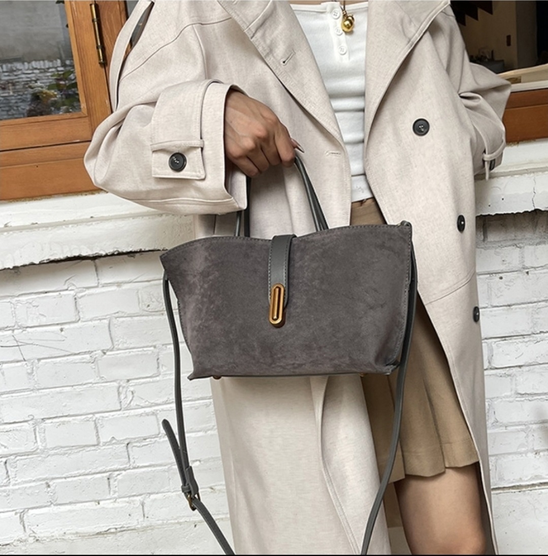 レザー調スエード調ショルダーバッグトートバッグショルダーバッグ2WAYストラップセット(バックルあり) | 詳細画像7