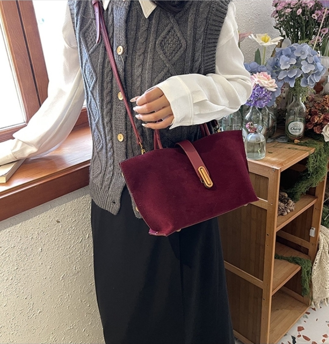 レザー調スエード調ショルダーバッグトートバッグショルダーバッグ2WAYストラップセット(バックルあり) | 詳細画像8