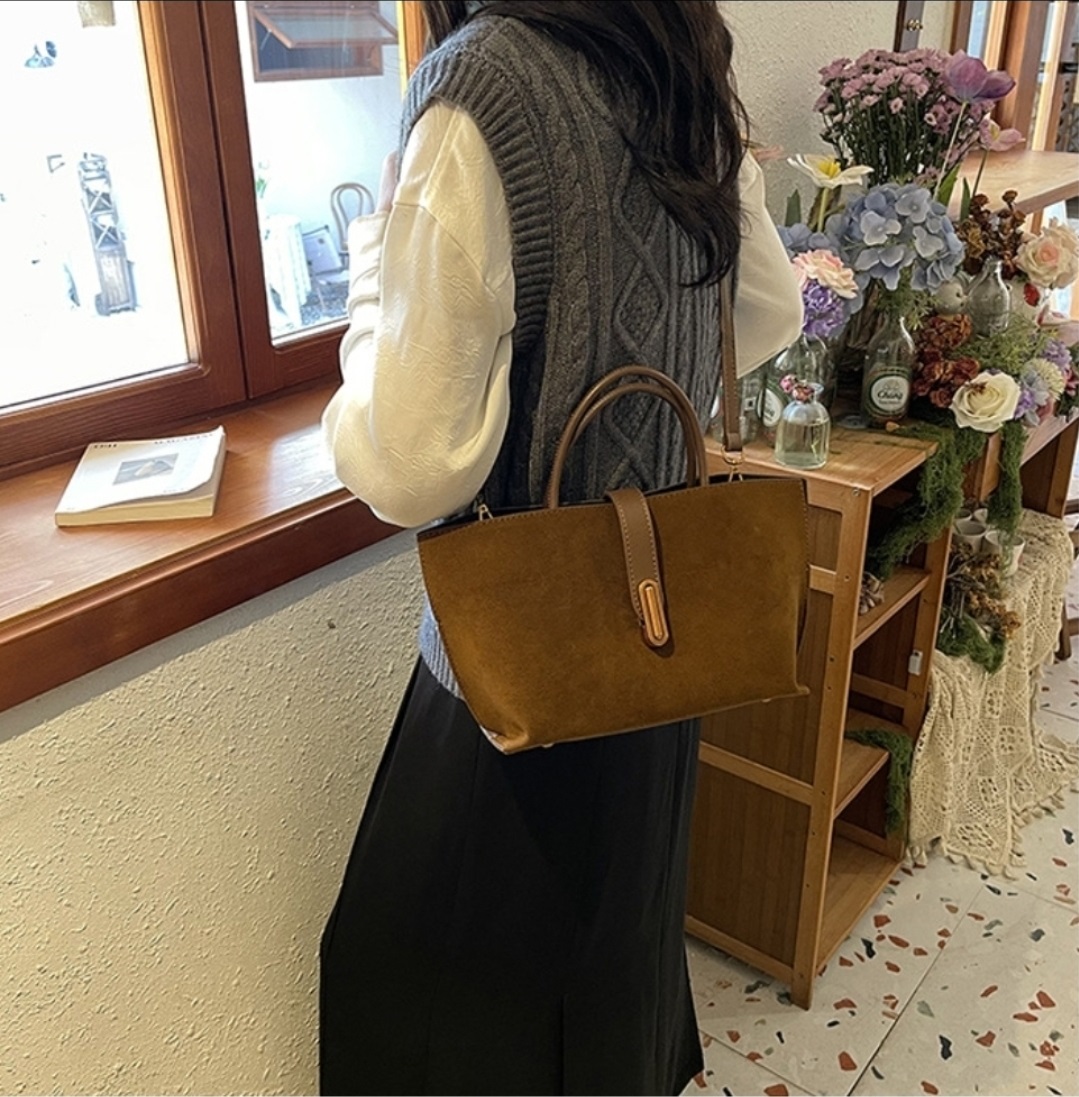 レザー調スエード調ショルダーバッグトートバッグショルダーバッグ2WAYストラップセット(バックルあり) | 詳細画像9