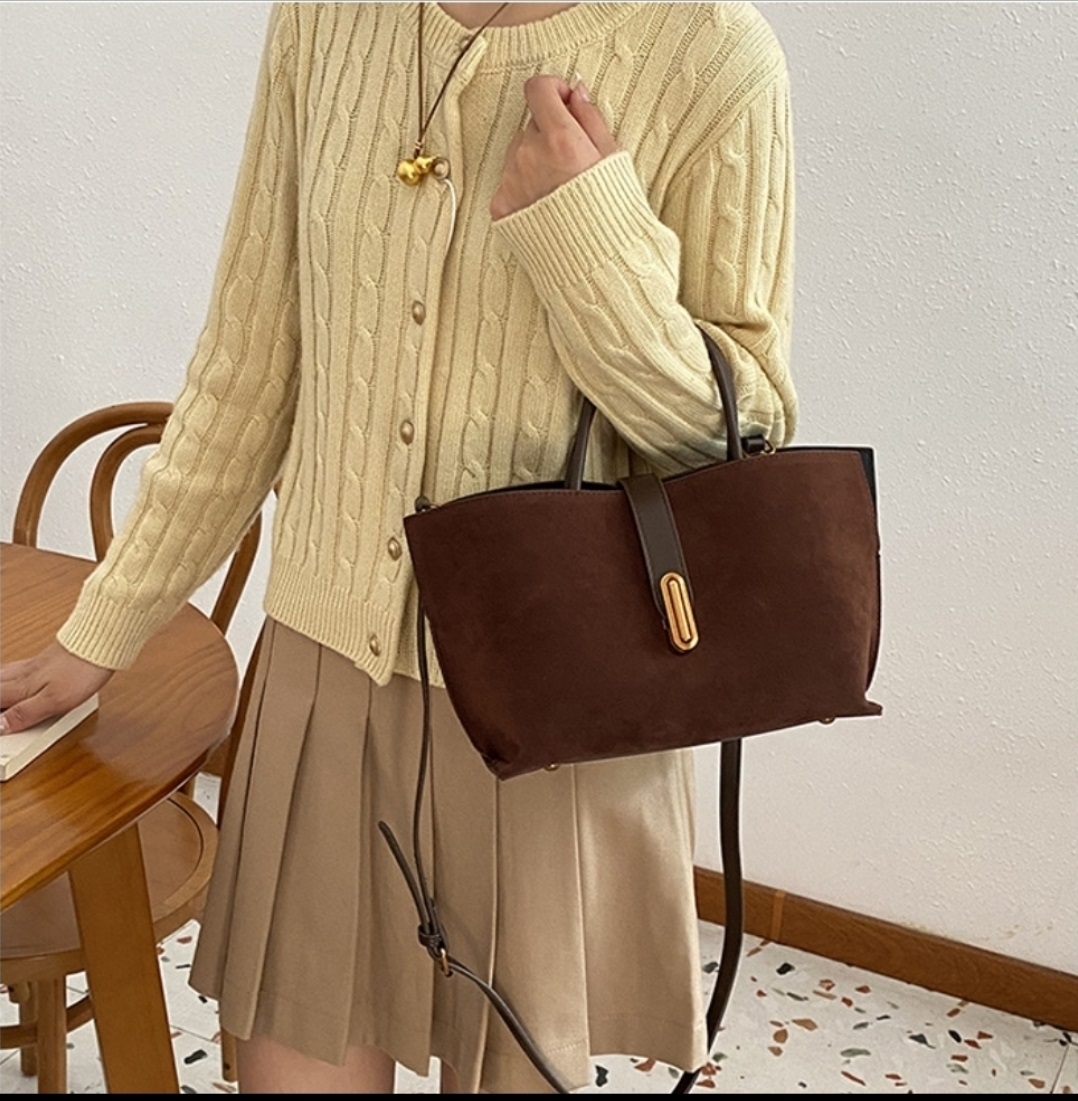 レザー調スエード調ショルダーバッグトートバッグショルダーバッグ2WAYストラップセット(バックルあり) | 詳細画像11