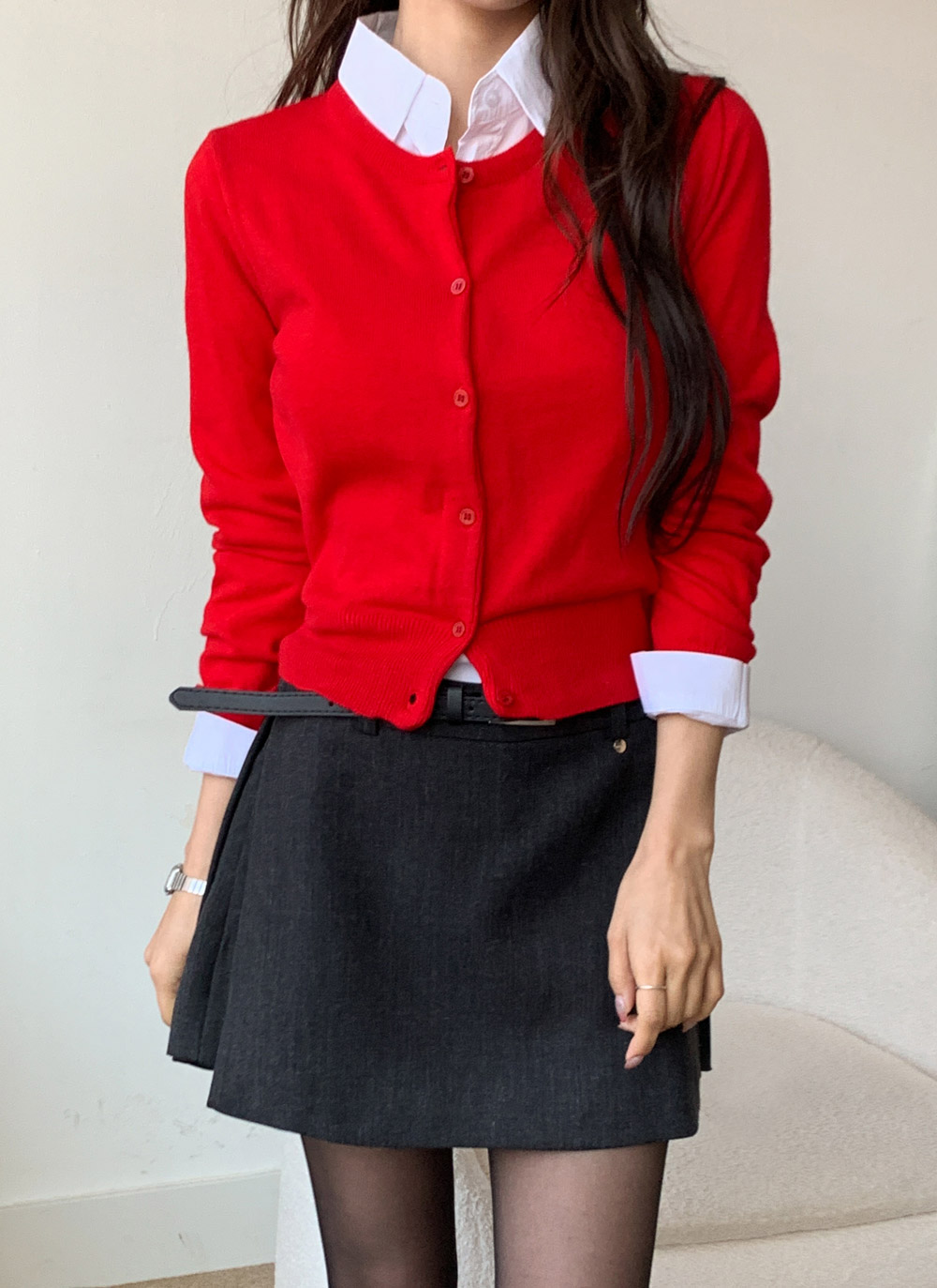 カシミヤ混ラウンドネック無地カーディガン | DHOLIC | 詳細画像5