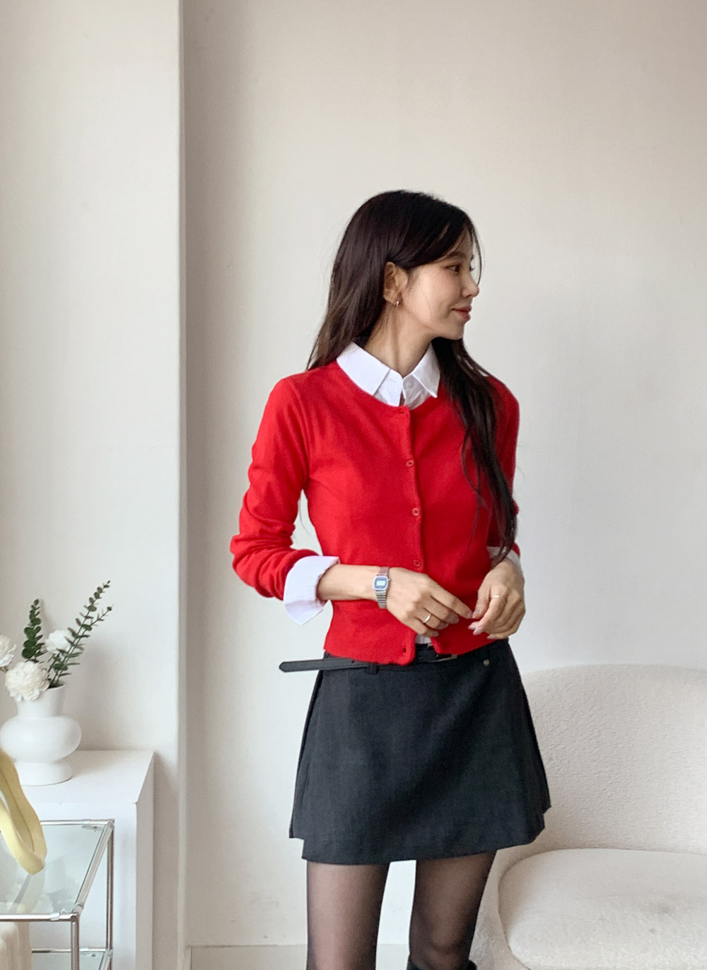 カシミヤ混ラウンドネック無地カーディガン | DHOLIC | 詳細画像13