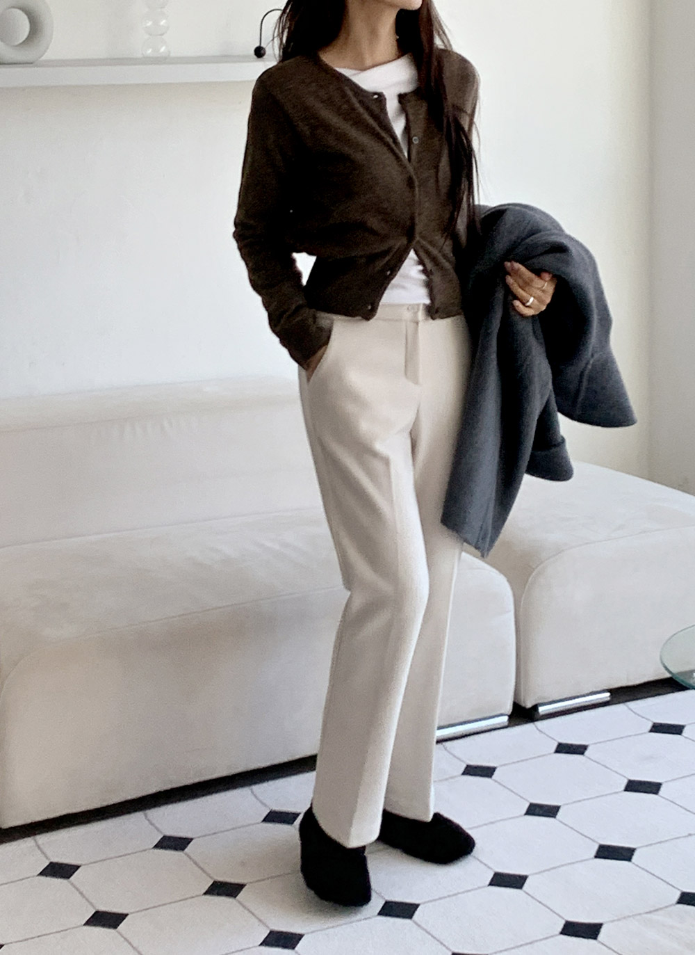 カシミヤ混ラウンドネック無地カーディガン | DHOLIC | 詳細画像20