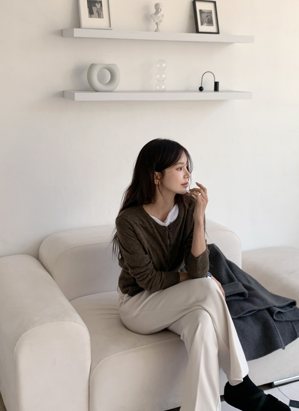 カシミヤ混ラウンドネック無地カーディガン | DHOLIC | 詳細画像22