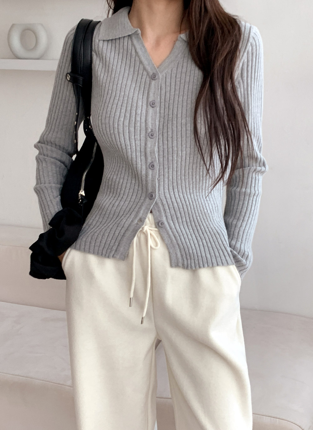 リブカラースリムカーディガン | DHOLIC | 詳細画像2