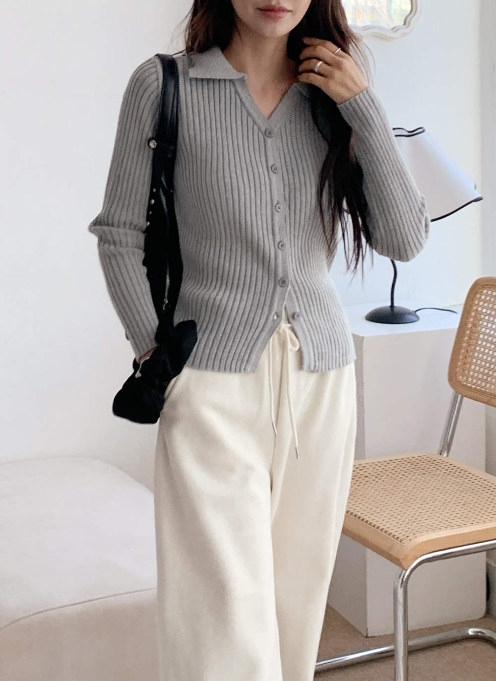 リブカラースリムカーディガン | DHOLIC | 詳細画像6