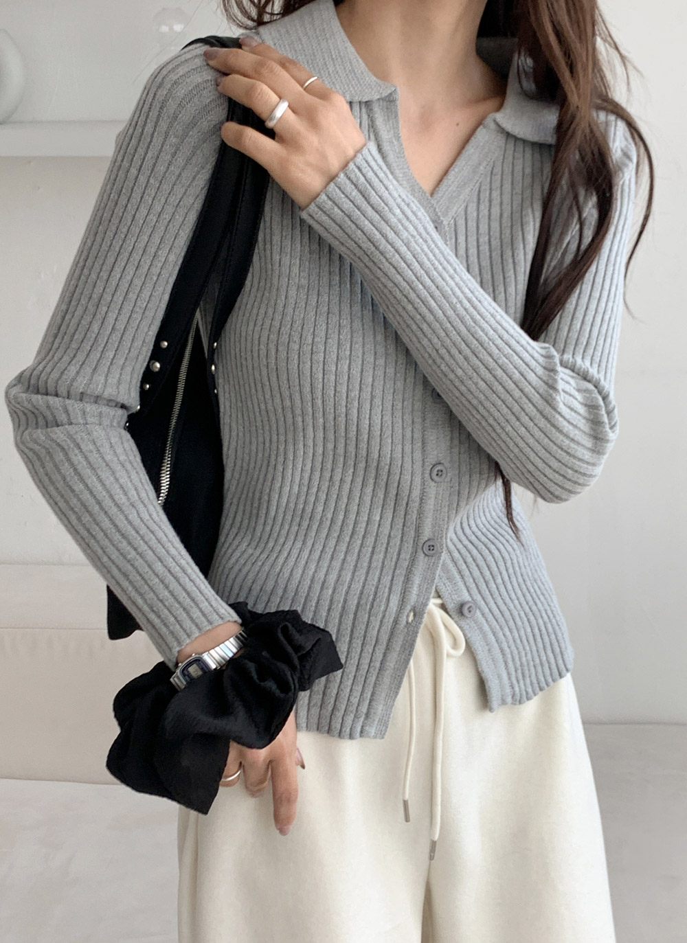 リブカラースリムカーディガン | DHOLIC | 詳細画像17