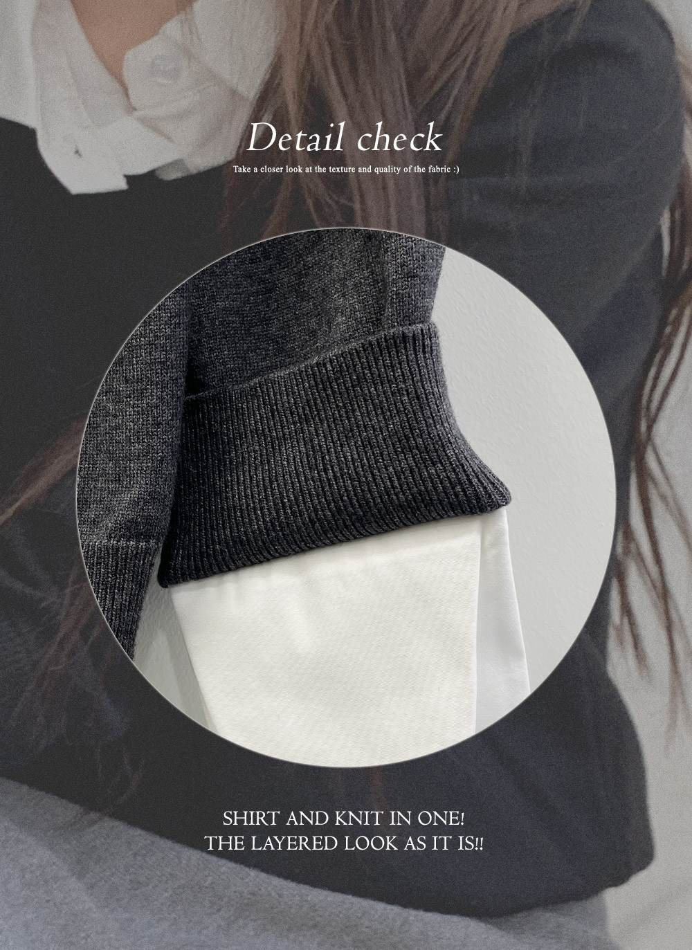 ラウンドネックレイヤード風無地ニット | DHOLIC | 詳細画像4