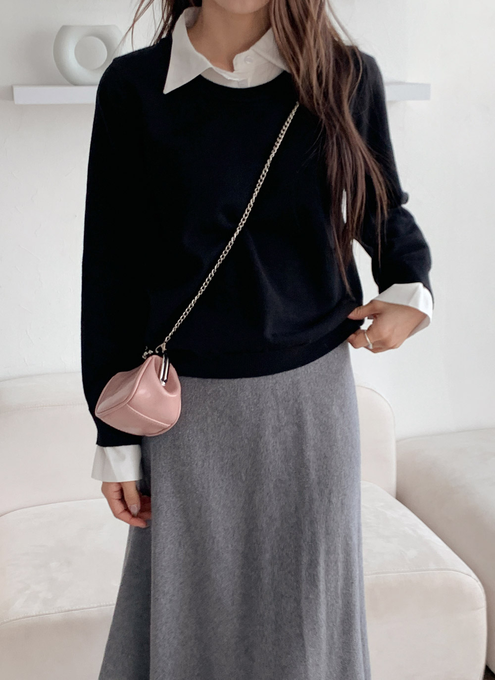 ラウンドネックレイヤード風無地ニット | DHOLIC | 詳細画像12