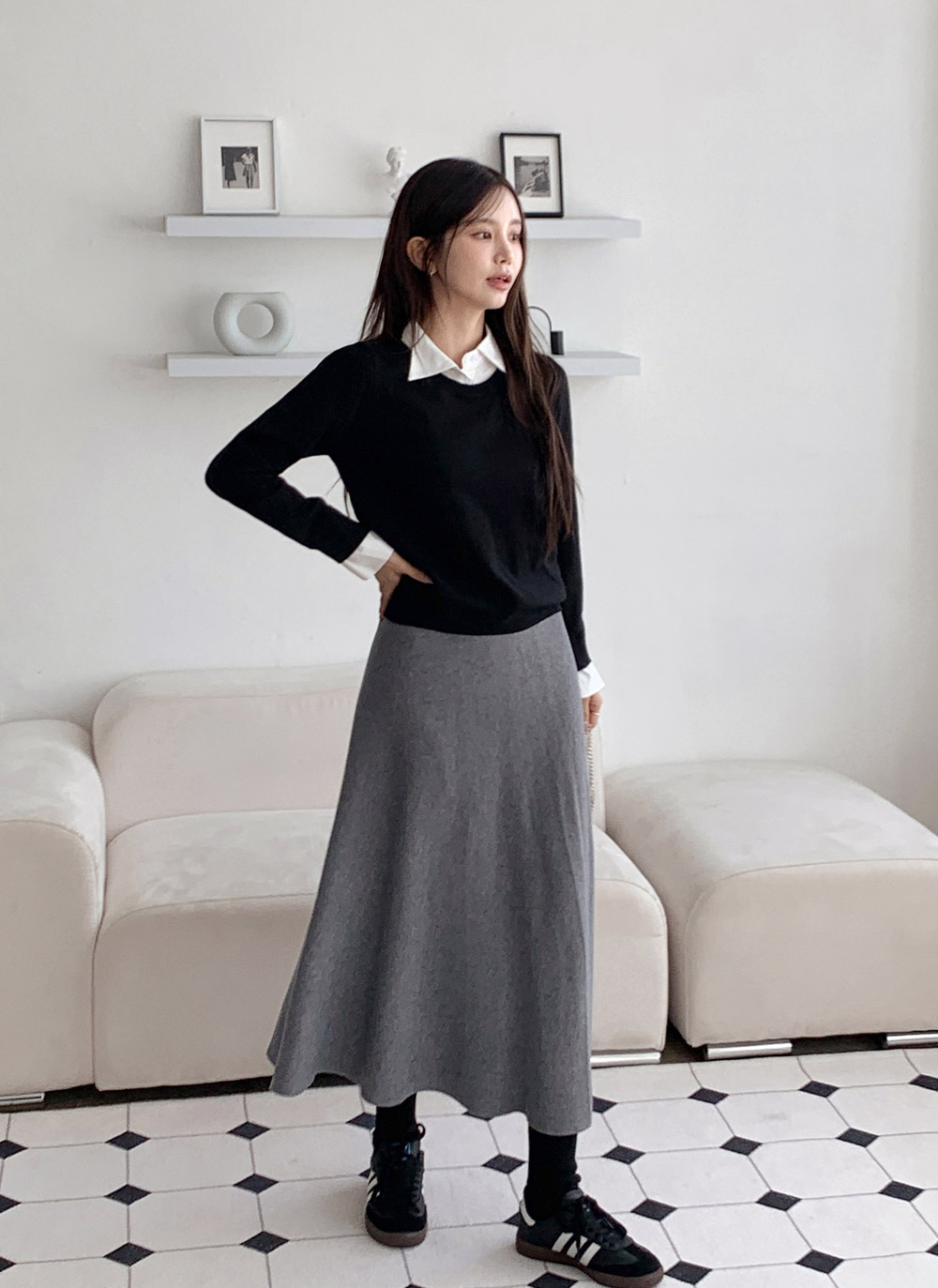 ラウンドネックレイヤード風無地ニット | DHOLIC | 詳細画像15