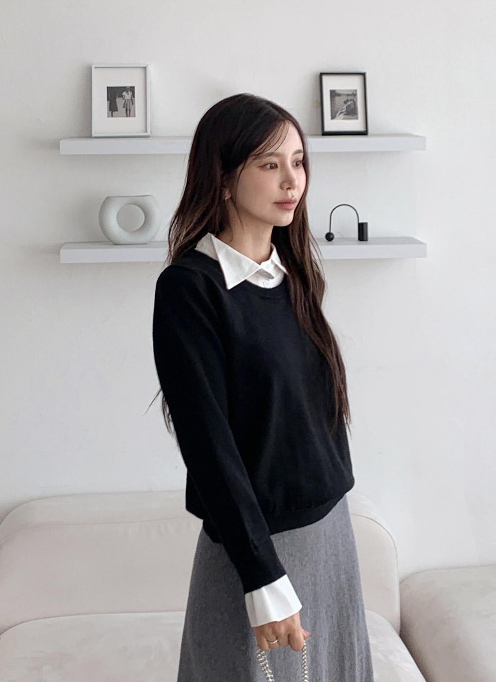 ラウンドネックレイヤード風無地ニット | DHOLIC | 詳細画像16