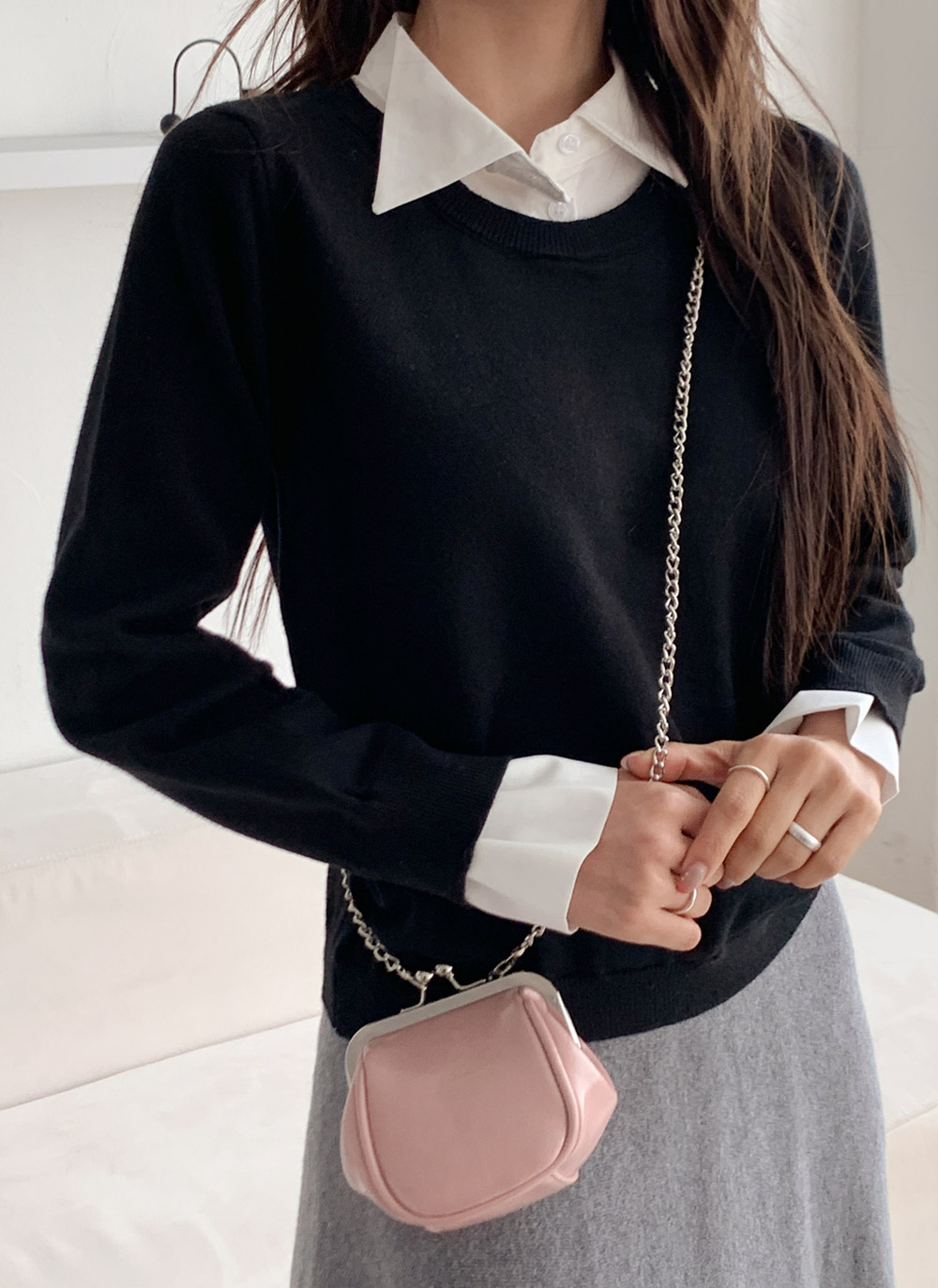 ラウンドネックレイヤード風無地ニット | DHOLIC | 詳細画像17