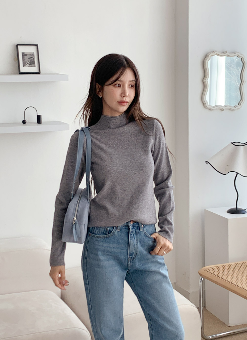 ウール混ハーフネック長袖ニット | DHOLIC | 詳細画像2