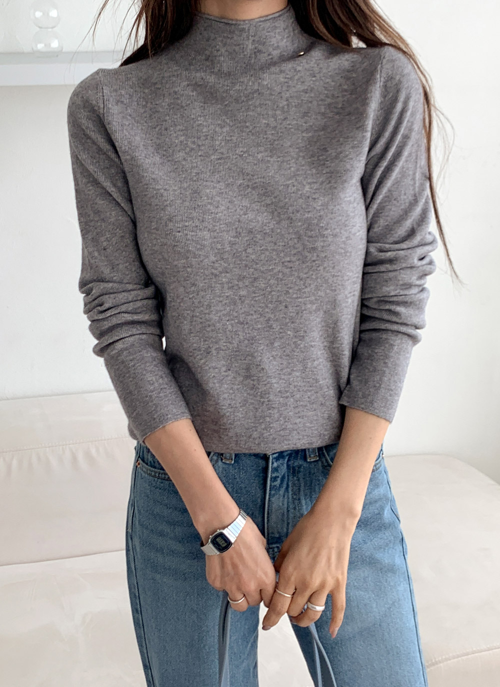 ウール混ハーフネック長袖ニット | DHOLIC | 詳細画像6