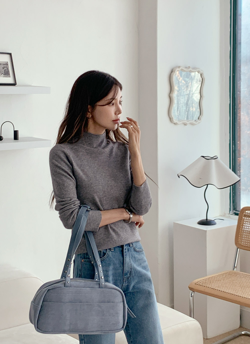 ウール混ハーフネック長袖ニット | DHOLIC | 詳細画像8