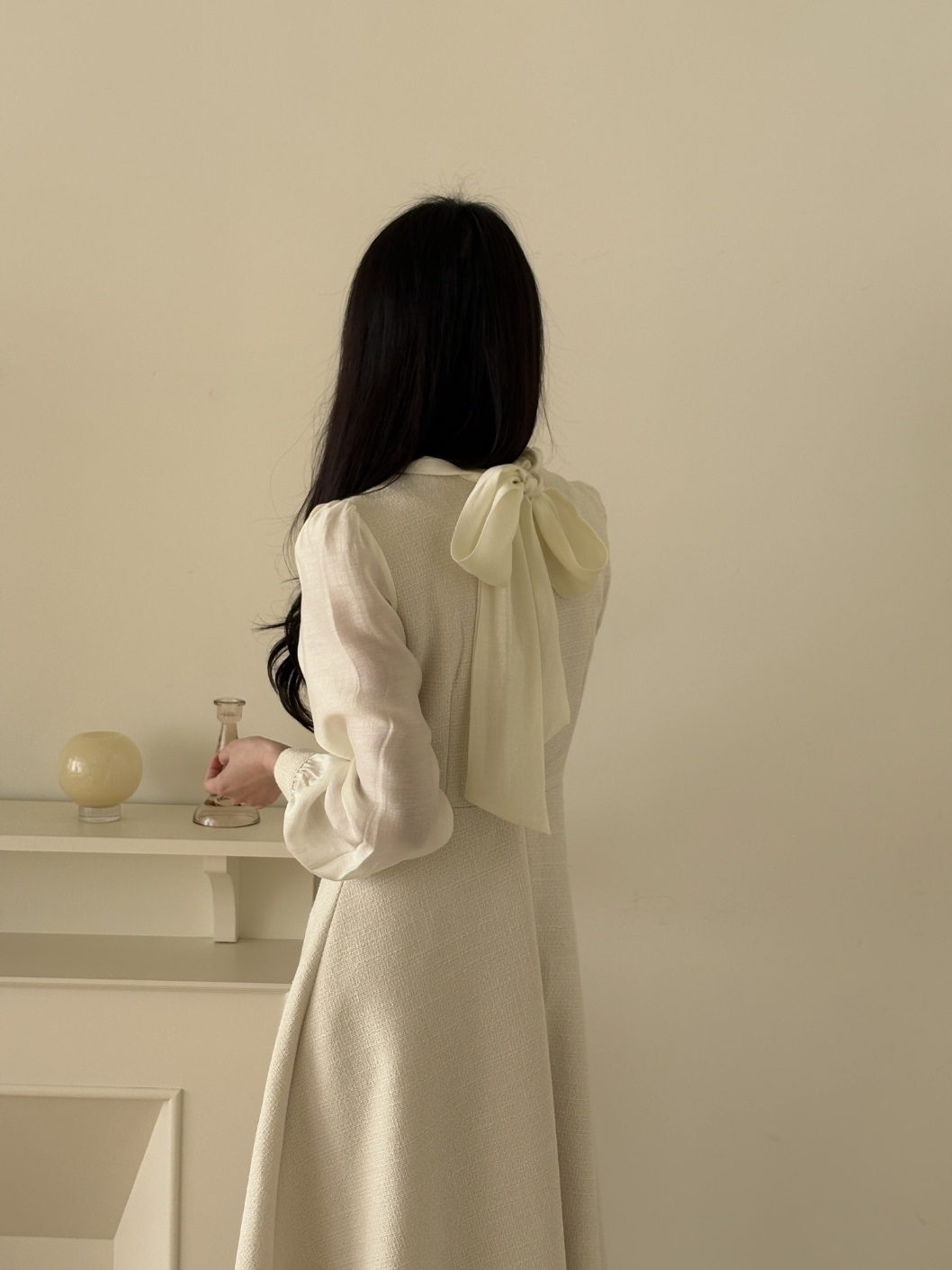 ソフトジップアップスリムロング長袖フレアスカーフネックワンピース | 詳細画像4