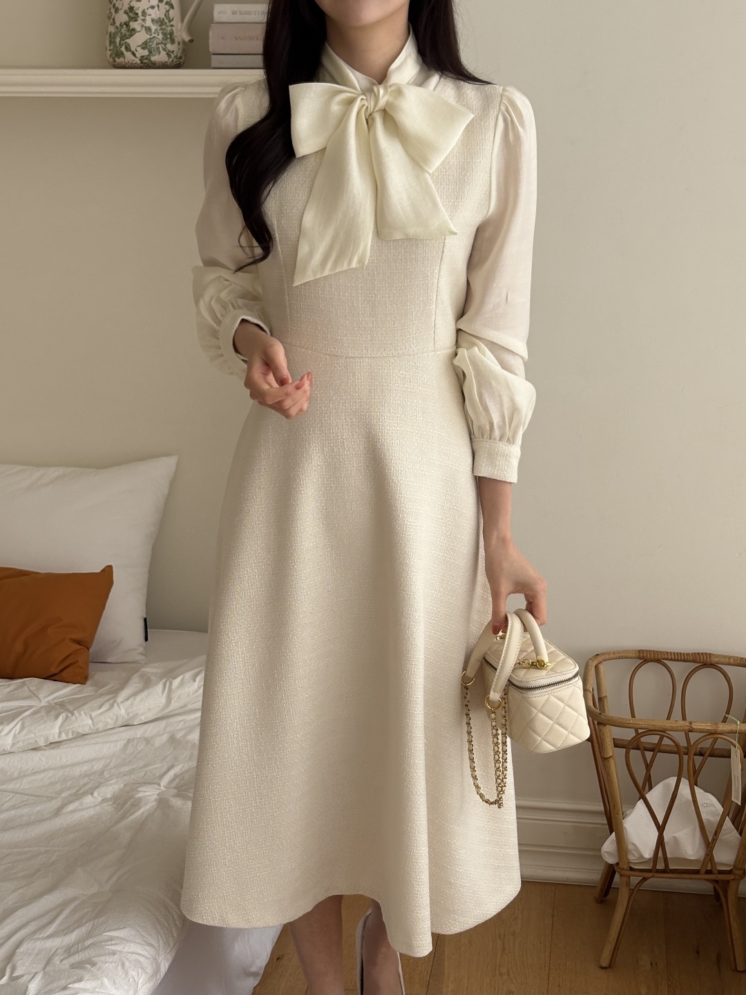 ソフトジップアップスリムロング長袖フレアスカーフネックワンピース | 詳細画像9